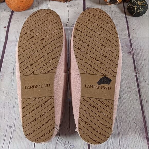 Lands' End Suede Leather Moccasin Slippers - Picture 6 of 8